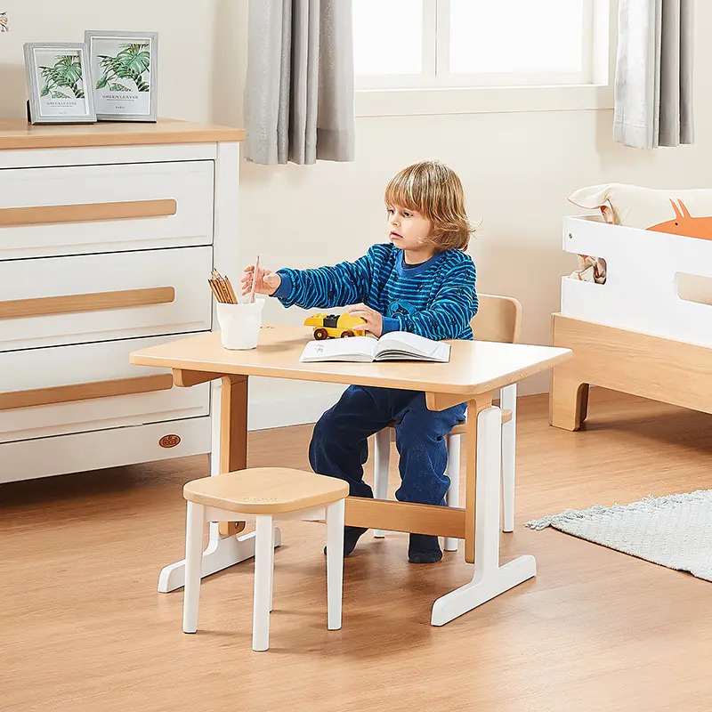 BOORI teddy early teaching study table and chairs 4-gear adjustment green and environmentally friendly corners round solid wood children table and chairs-Taobao