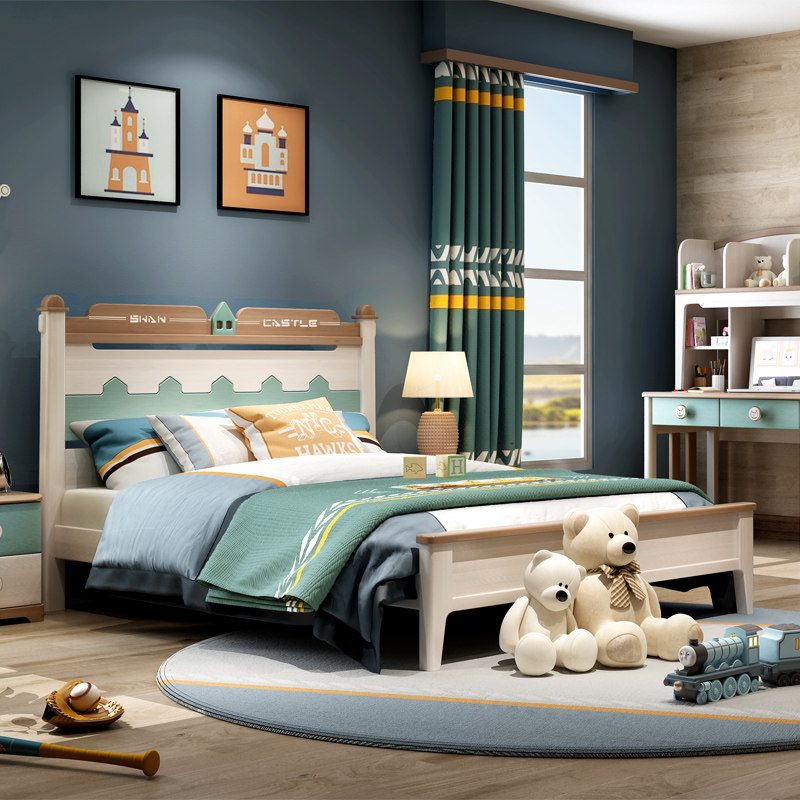 Children bed linen bed 1 5 m solid wood single layer bed 1 2 m Bedroom child bed girl princess bed kid bed 9A07