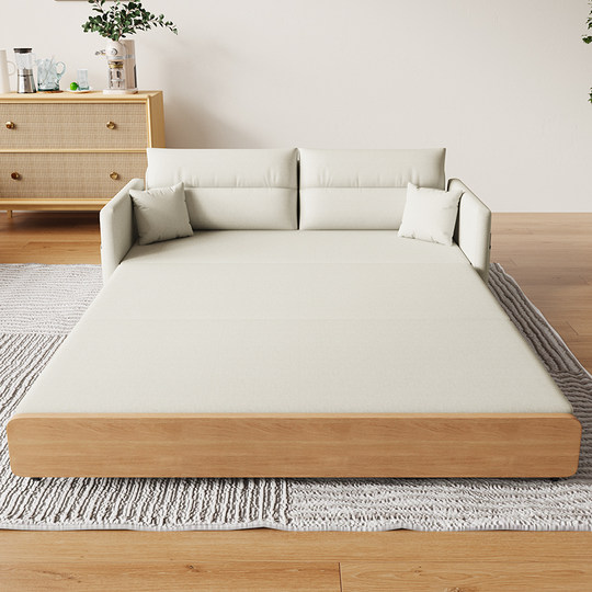 GREMOR sofá cama estilo tronco, moderno, sencillo, japonés, crema, plegable, de doble uso, nórdico, cama de tela de 1,5 metros