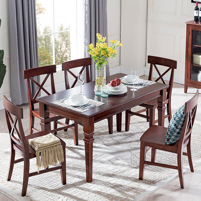 St. tis Fort American solid wood table chairs combined 4 people with modern minimalist small family dining room Long table