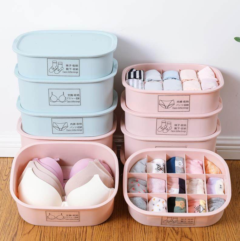 Sock box storage underwear plastic large panty head put in the household box Bra cover grid collection
