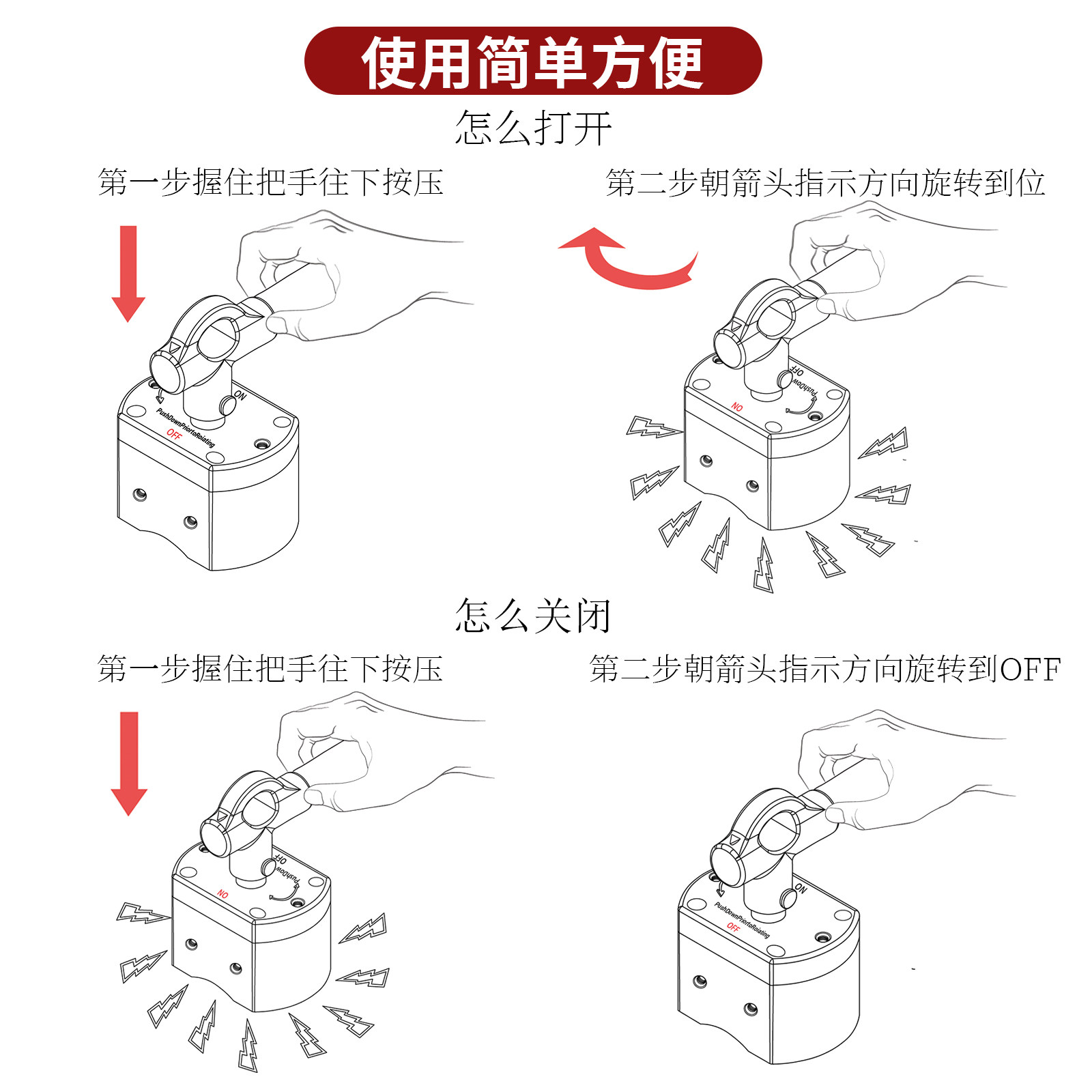 자석 온오프 홀더 스위치 강력 500파운드 마그네틱 구멍 51.7mmㅣ흡입력 공장 산업용