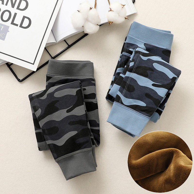 Boy warm pants for boneless cotton children's heat pants baby plus sweet pants in warm pants wear thick suede pants