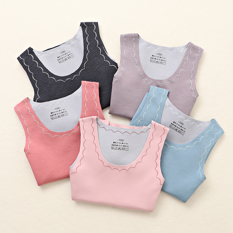 Overall boneless stitching Develvet children warm vest baby boy girl's close-fitting underwear to wear