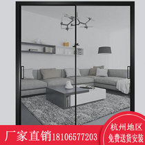 Net red extremely narrow sliding door sliding door modern minimalist living room kitchen narrow side swing door three linkage glass hanging rail door