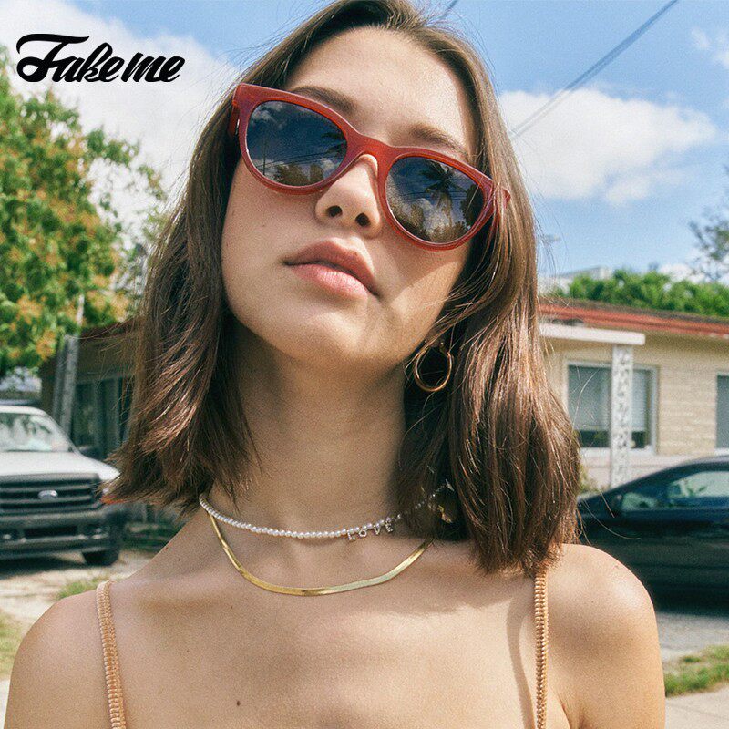 Fakeme hot bar with the same light extravagant plate cat eye sunglasses sunglasses female neutral section Korean Lowry2022 -Taobao