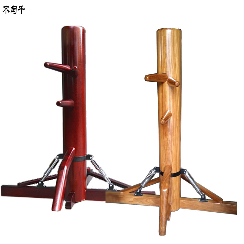 Wood meadow Chiba Ask for floor pile spring damping type triangular wood frame Wing Chun wood Man pile pure solid spring wood Man stake