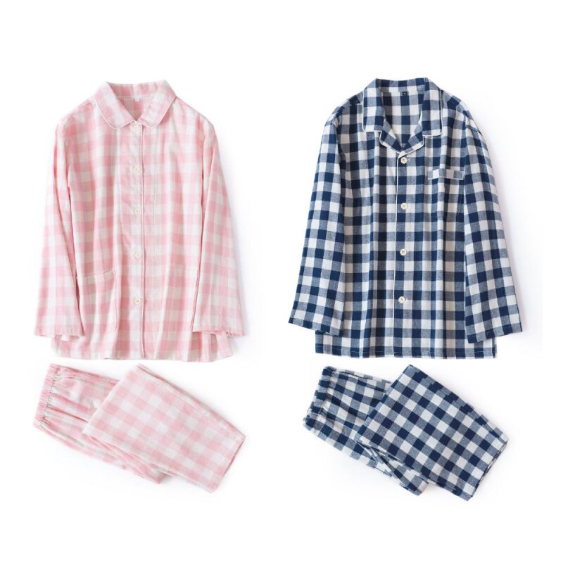 Official website flagship store autumn and winter woolen big case home suit flannel flannelette lovers pyjamas cotton Japanese style