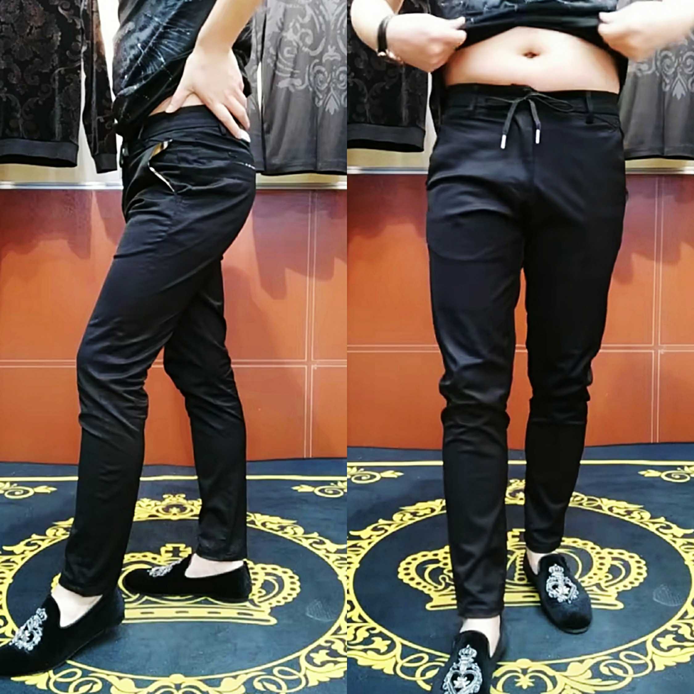 1931 Casual Pants Fashion Brief About 100 Hitch Tightness Waist Temperament Smoke Tubes Pants Handsome Men Personality Trend Fashion Tide