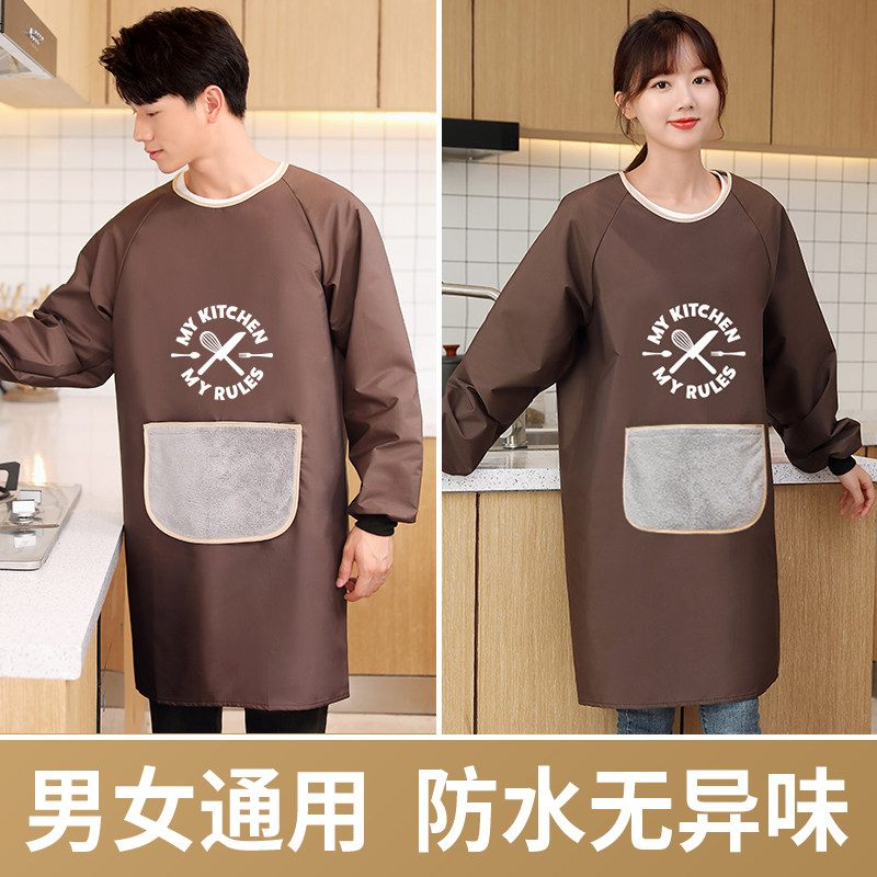 Apron woman Home Kitchen 2021 New Waterproof Greaseproof Long Sleeve Workwear Men Special Cooking Circumference Waistcoat