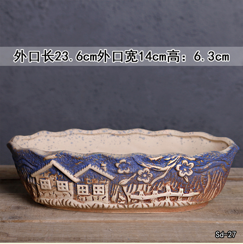 Restoring ancient ways of large diameter fleshy ceramic platter flowerpot special offer a clearance package mail fleshy flowerpot coarse pottery large green the plants
