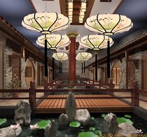 New Chinese Creative Lotus Chandelier Chandelier Restaurant Cloth Art Lotus Lantern Cage Ancient Wind China Wind Buddha Tea Room Zen Imagery