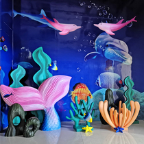 Summer Mermaid Dolphin Stall Mall Shop Window Dp Point Scene Arrangement Props Beauty Chen Marine Themed Decoration