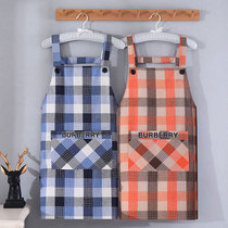 Cotton apron home kitchen fashion Plaid cooking summer 2021 new double shoulder strap thin breathable female waist