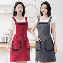 Lace apron home kitchen cotton double layer breathable waist Korean fashion women waterproof and oil-proof work clothes