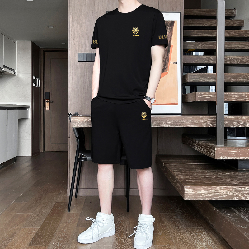 Summer Casual Shorts Set for Men 2026 New Summer Ice Silk Breathable Short-Sleeved Sports Men's Two-Piece Set