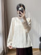 New Chinese Style Light Luxury Off-White Top for Women, Autumn and Winter, Copper Ammonia Silk, Loose Fit, Slimming, Rhinestone Pullover Shirt