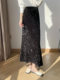 Lingze Xi White Skirt, Chanel-Style, Elegant, Spring, Elastic Waist, Extended A-Line Fishtail Sequin Skirt for Women