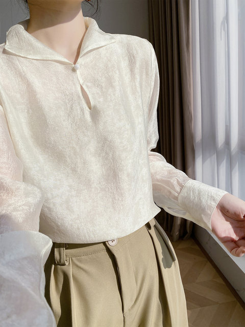 2026 New Spring and Summer New Chinese Style High-End Age-Reducing Silk Jacquard Pink Shirt for Women