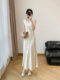 New Chinese Style Fishtail Long Dress for Tall Women, Ankle-Length, Round Neck, Acetate Jacquard, Sleeveless Vest Dress for Women, Spring and Summer