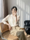 Lingze High-End Glossy New Chinese Style Loose Vest with Stand Collar Khaki Shirt for Women Summer