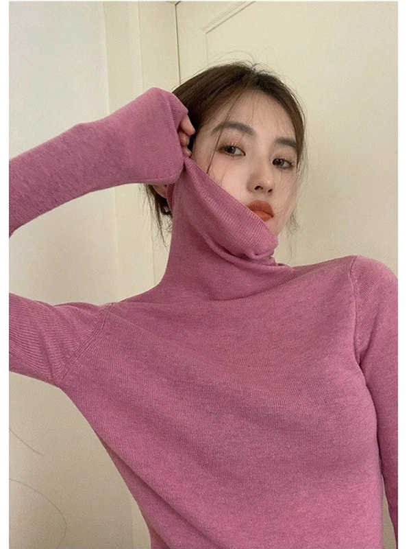 French-Style Slim-Fit Layered Turtleneck Raspberry Pink Sweater Base Layer for Women, New Autumn and Winter High-Neck Top French-Style Slim-Fit Layered Turtleneck Raspberry Pink Sweater Base Layer for Women, New Autumn and Winter High-Neck Top