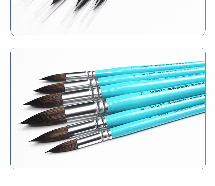 Кисть для рисования масляными красками 莫奈貂毛水彩笔勾线画笔手工拖把式绘画水彩毛笔初学者国画动物毛100水彩笔圆头尖头勾线笔软毛色彩铺色笔 MONET