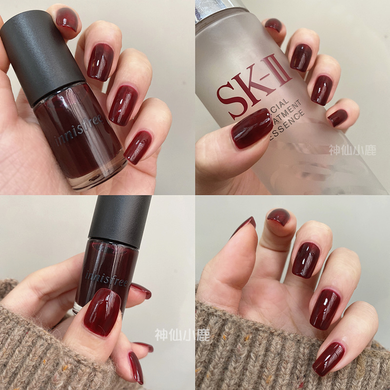 Innisfree nail polish wine red colour white large red large cherry color free from baking 65 hu peach clip 26