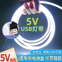 LED light strip USB rechargeable power supply 5v low voltage plug-in charging treasure battery super bright soft unplugged light strip