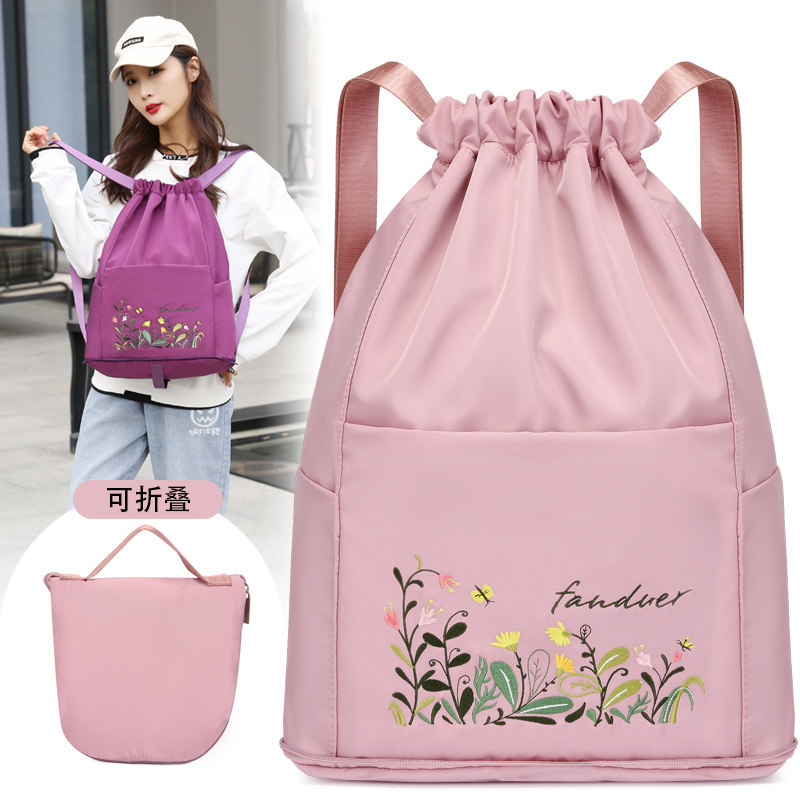 2022 new print large-capacity drawstring drawstring pocket sports fitness bag all-match backpack schoolbag for schoolgirls