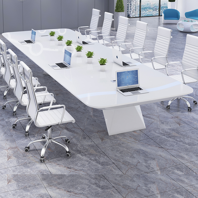 White Baking Lacquer Conference Table Long Table Minima Modern Large Company Table And Chairs Combined Rectangular Tech Sensation Table
