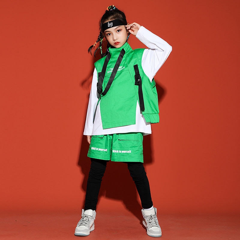 Toddler Street Dance Costume Children hiphop play out to suit loose handsome Machia hip hop street dance suit girl