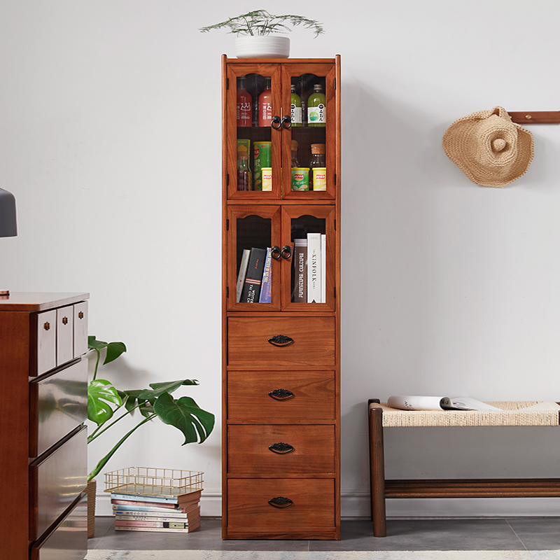 Solid wood crevice storage cabinet living room kitchen storage cabinet gap storage storage cabinet narrow cabinet vertical cabinet home finishing cabinet
