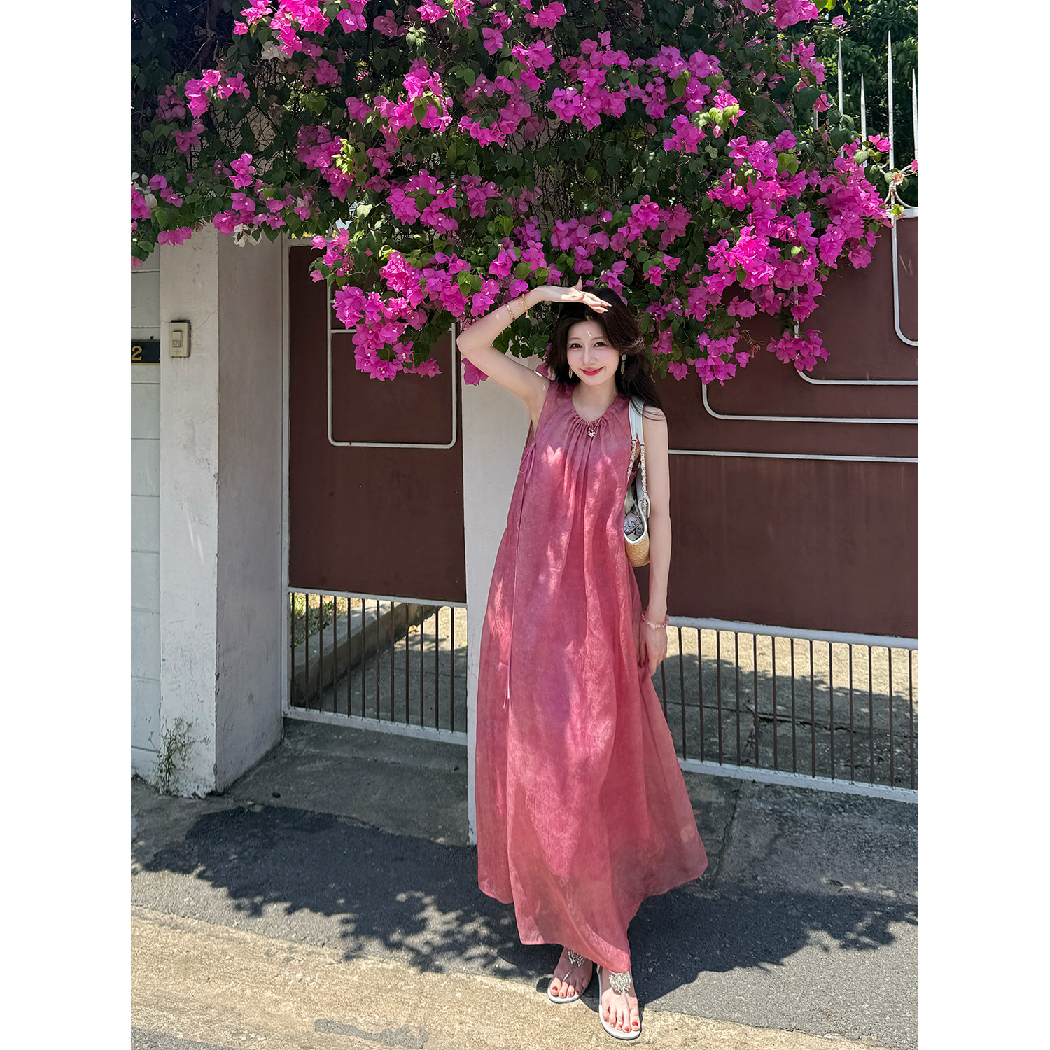 盈瓷真丝｜妃子笑 100桑蚕丝连衣裙女夏季晕染度假吊带裙绝美长裙