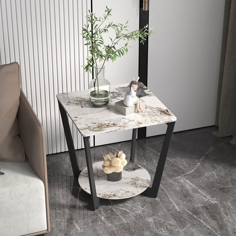Sofa with a few corners and a few light luxury marble slab balcony square small coffee table Nordic modern minimalist bedside table