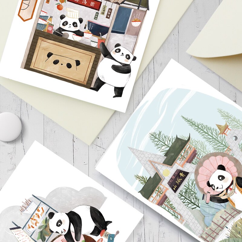 Chengdu Giant Panda Greeting Card Tourism Creative Souvenir Personality Custom Hand-painted Ghost Writing Student Day Summer Holiday Diary