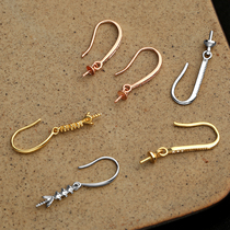 925 sterling silver gold plated earrings Empty bracket earrings clip earrings Bracket female inlaid jade beeswax earrings Bracket ear hook earrings