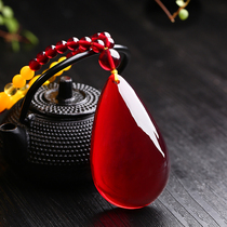 Natural second generation blood Perper peace brand amber beeswax pendant Wine red sweater chain jewelry mens and womens money chain
