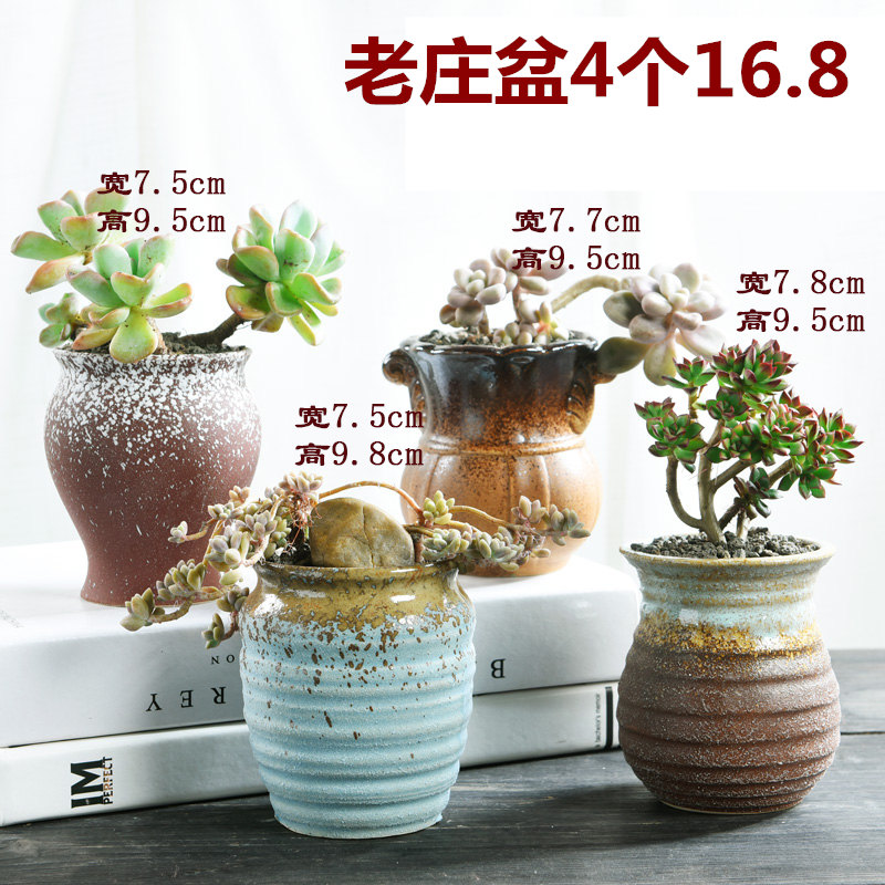 Large fleshy flowerpot ceramics special offer a clearance of creative move coarse pottery breathable meat meat the plants flower pot in Large caliber