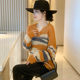 Striped V-neck Hollow Sweater Purple Sweater Women's Loose Lazy Style Large Thin Sweater Spring and Autumn 2024 New Style