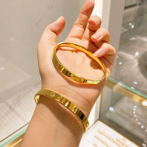 Золотой модный глянцевый браслет, 3D, простой и элегантный дизайн