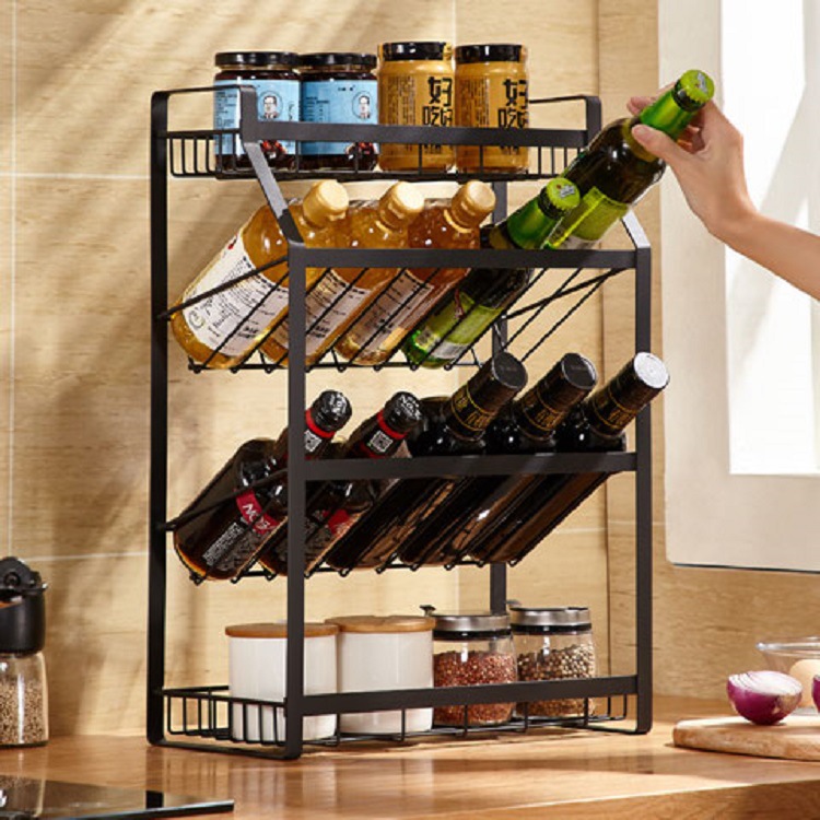 Kitchen seasoning rack oil salt sauce vinegar bottle condiment countertop multi-layer household storage layer shelf