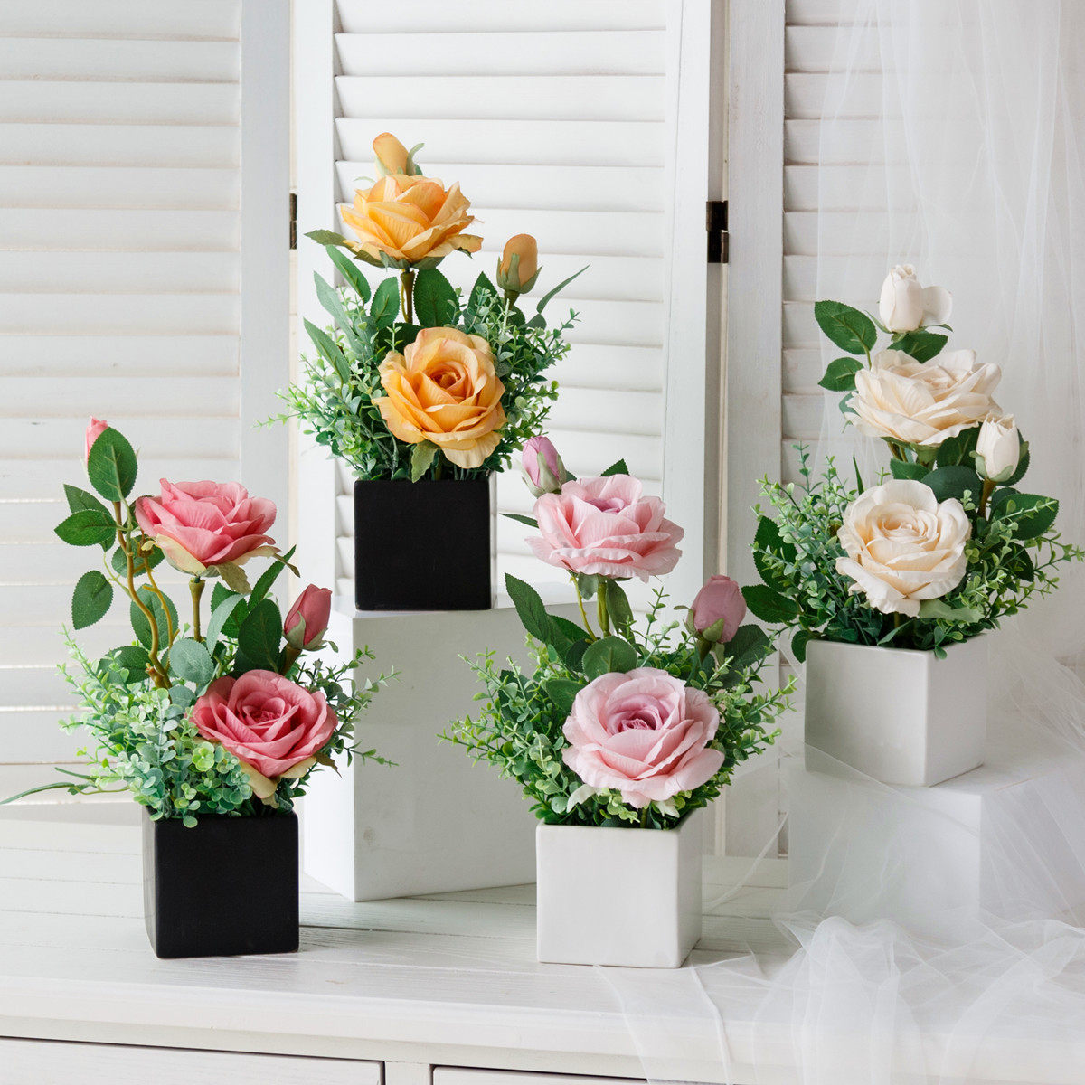 Nordic simulation flower living room decoration table surface flower anti-plastic bouquet decoration flower potted small ornament fake flower