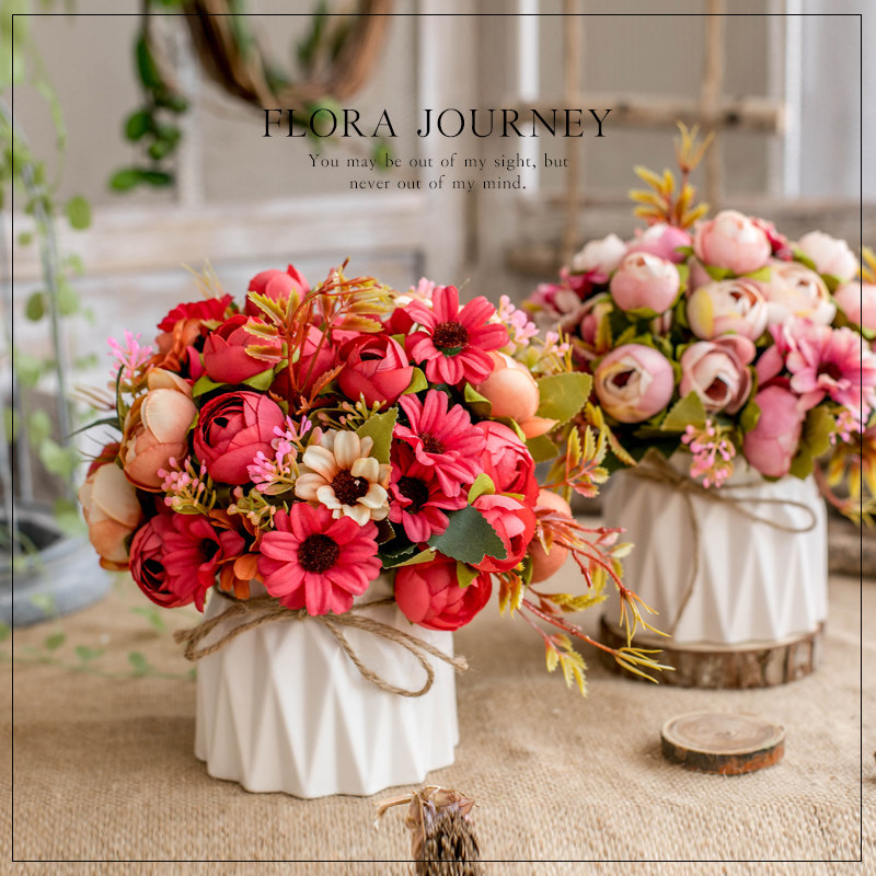 West Lake butterfly artificial flower living room ornaments bouquet fake flower decoration table flower Nordic European ceramic small potted flower art