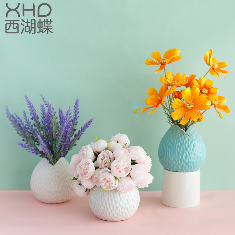 Simulation flower set fitting lavender chrysanthemum embroidery ball fake flower living room set up potted dining table flower home decoration