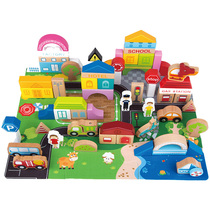Hape Towns Traffic Building Blocks 1-2-3-6 Year Old Boys Girls Children Baby Assembled Wood Wooden Puzzle Toys