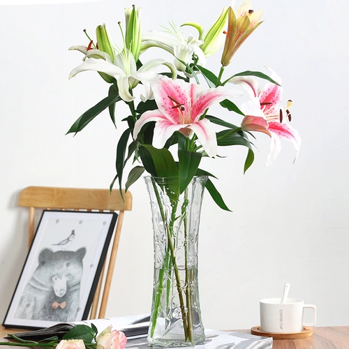 Творческая большая прозрачная шестиугольная стеклянная ваза гидранты, богатая бамбуковая лилия, цветочная бутылка домашняя гостиная украшения