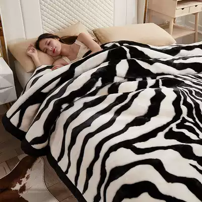 Blanket winter thickened double-sided plush single dormitory rasher spring and autumn blanket lunch break blanket coral velvet black and white