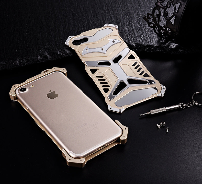 Crescent Knife Batman Stainless Steel Mirror Shockproof Aluminum Metal Case Cover for Apple iPhone 7 Plus & iPhone 7
