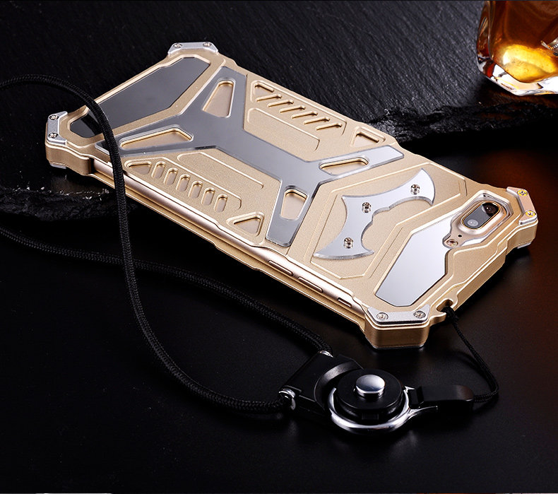 Crescent Knife Batman Stainless Steel Mirror Shockproof Aluminum Metal Case Cover for Apple iPhone 7 Plus & iPhone 7